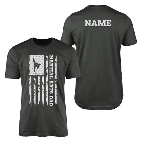Martial Arts Dad Vertical Flag With Martial Artist Name on a Men's T-Shirt with a White Graphic