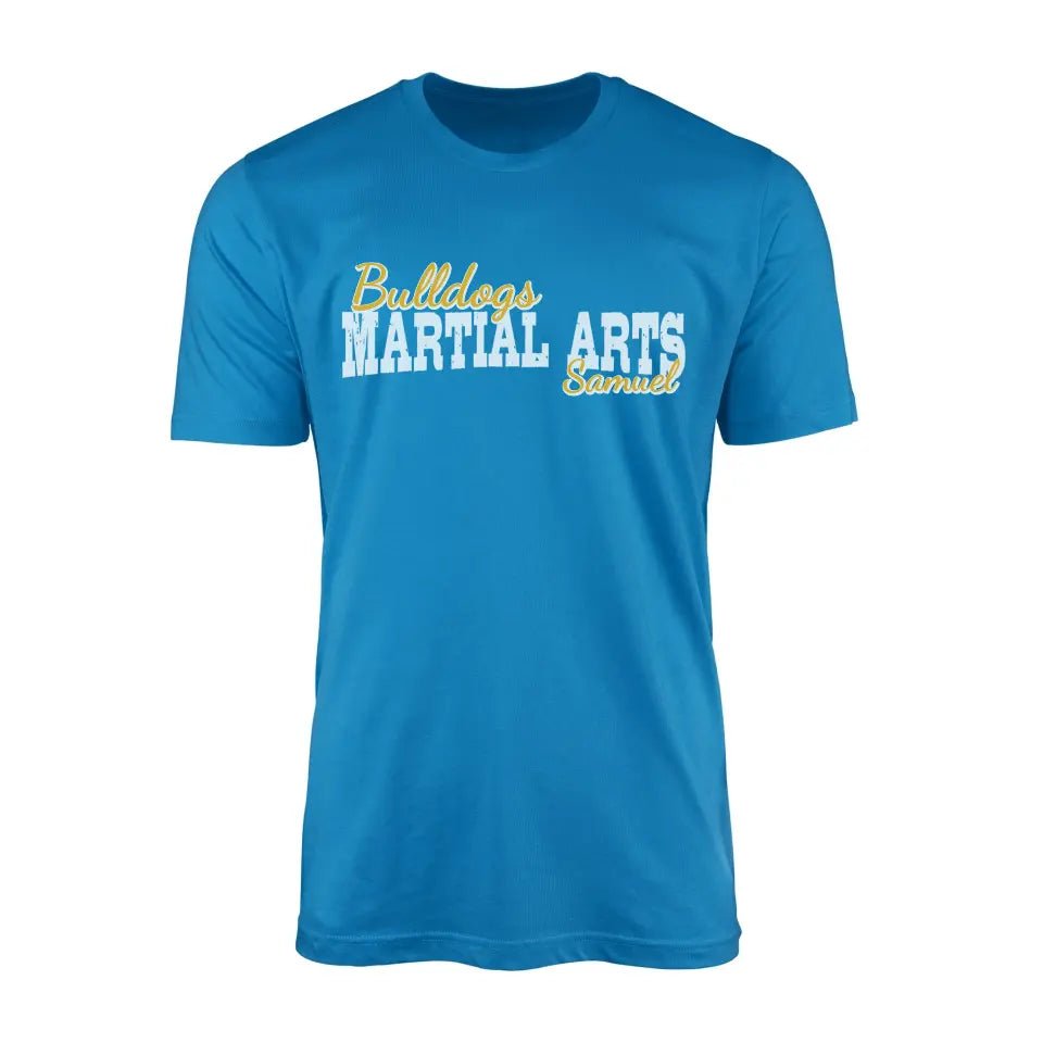 Custom Martial Arts Mascot and Martial Artist Name on a Men's T-Shirt with a White Graphic