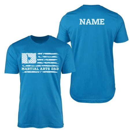 Martial Arts Dad Horizontal Flag With Martial Artist Name on a Men's T-Shirt with a White Graphic