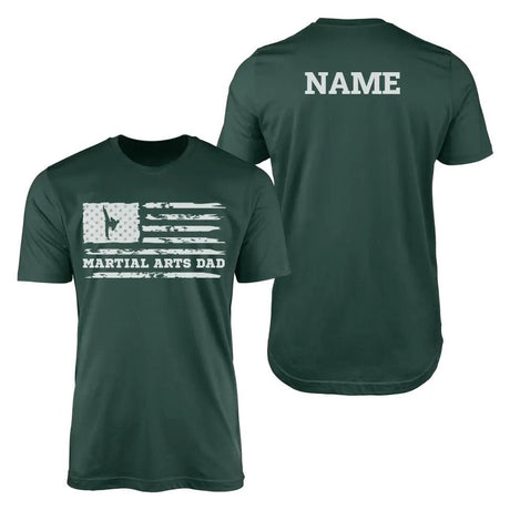 Martial Arts Dad Horizontal Flag With Martial Artist Name on a Men's T-Shirt with a White Graphic