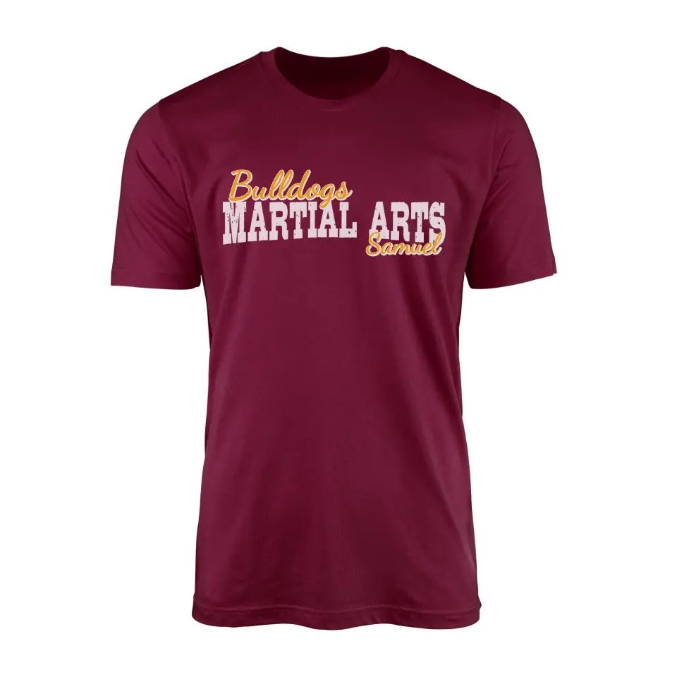 Custom Martial Arts Mascot and Martial Artist Name on a Men's T-Shirt with a White Graphic