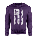 Martial Arts Grandpa Vertical Flag on a Sweatshirt with a White Graphic