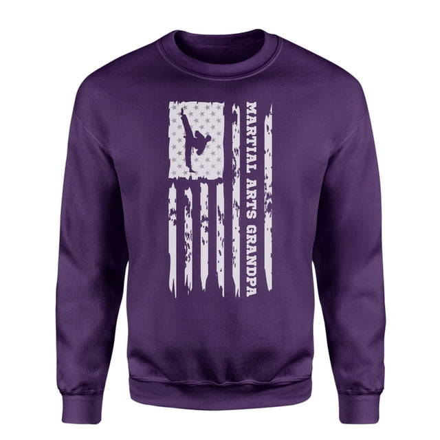 Martial Arts Grandpa Vertical Flag on a Sweatshirt with a White Graphic