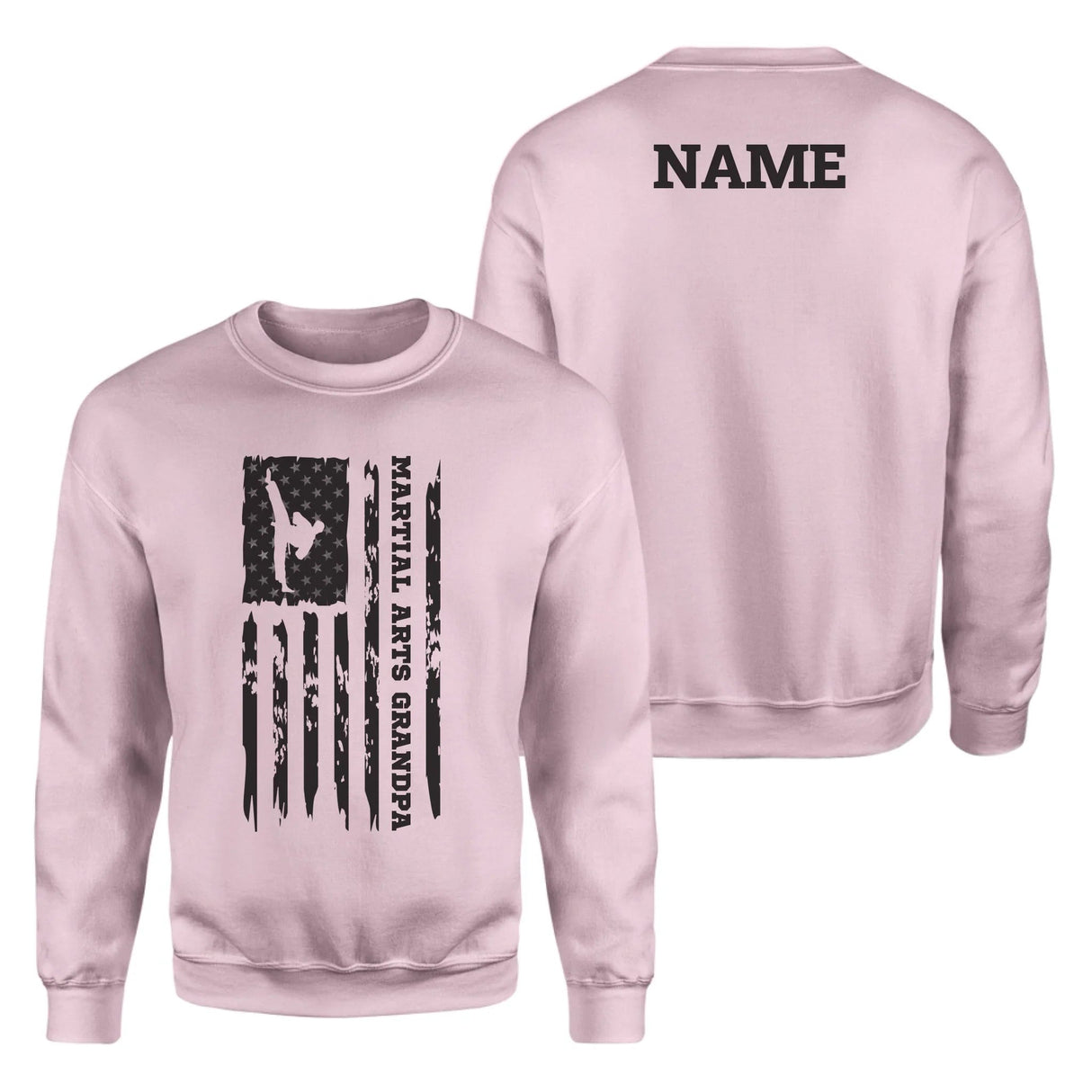 Martial Arts Grandpa Vertical Flag With Martial Artist Name on a Sweatshirt with a Black Graphic