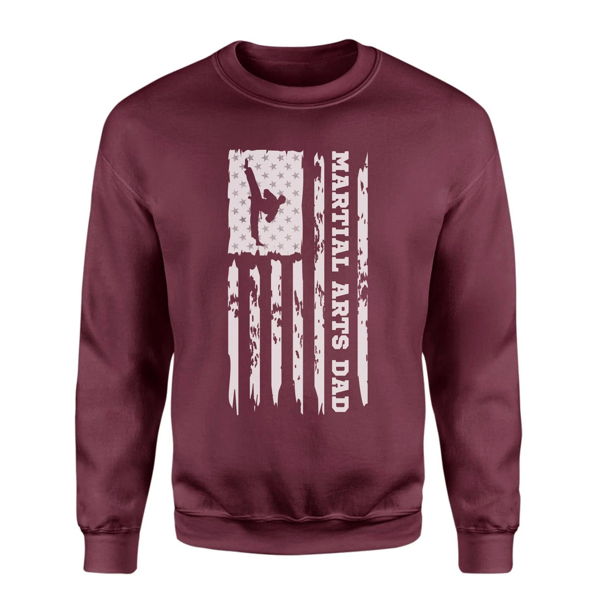 Martial Arts Dad Vertical Flag on a Sweatshirt with a White Graphic
