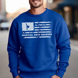 Martial Arts Grandpa Horizontal Flag on a Sweatshirt with a White Graphic