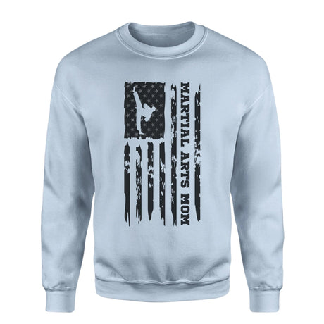 Martial Arts Mom Vertical Flag on a Sweatshirt with a Black Graphic
