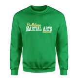 Custom Martial Arts Mascot and Martial Artist Name on a Sweatshirt with a White Graphic