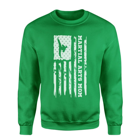 Martial Arts Mom Vertical Flag on a Sweatshirt with a White Graphic