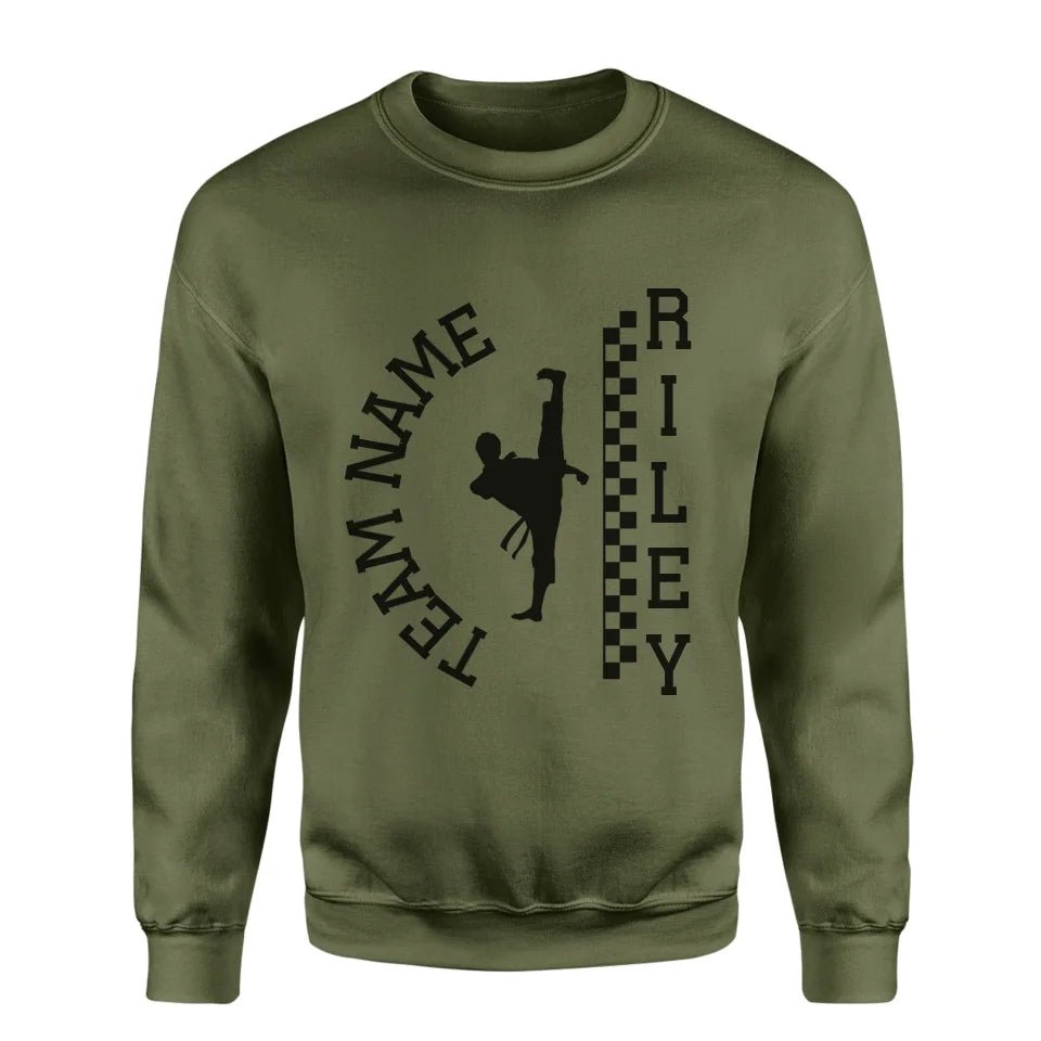 Personalized Martial Arts on a Sweatshirt With Team and Martial Artist Name on a Sweatshirt