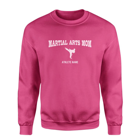 Martial Arts Mom with Martial Artist Icon and Martial Artist Name on a Sweatshirt with a White Graphic