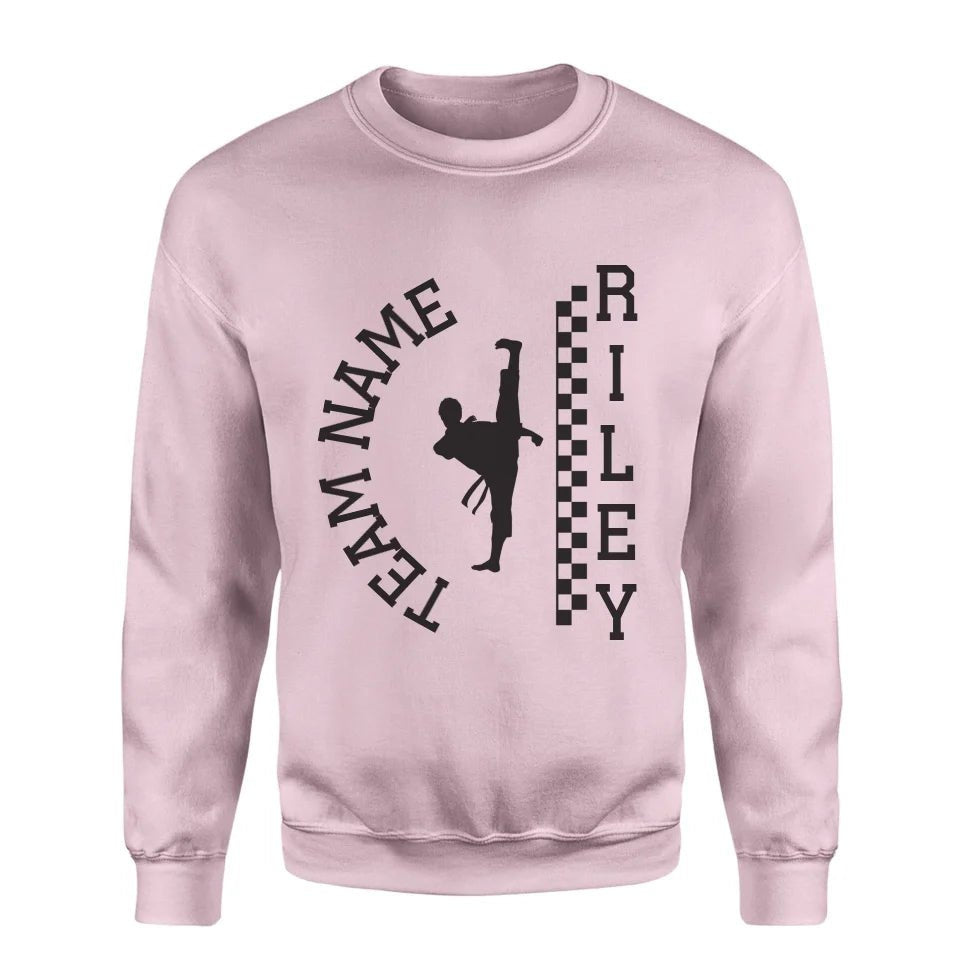 Personalized Martial Arts on a Sweatshirt With Team and Martial Artist Name on a Sweatshirt