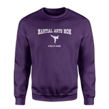 Martial Arts Mom with Martial Artist Icon and Martial Artist Name on a Sweatshirt with a White Graphic