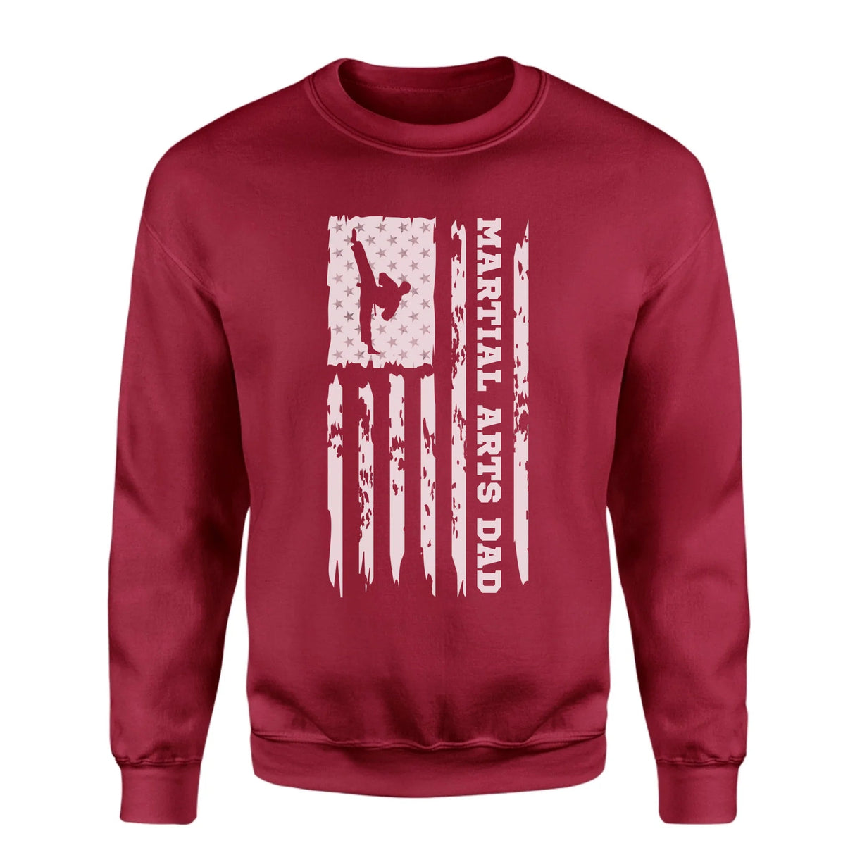 Martial Arts Dad Vertical Flag on a Sweatshirt with a White Graphic