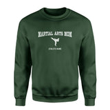 Martial Arts Mom with Martial Artist Icon and Martial Artist Name on a Sweatshirt with a White Graphic