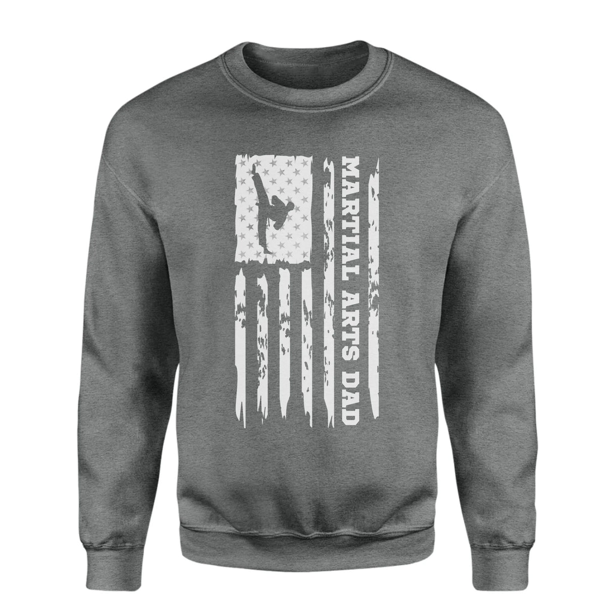 Martial Arts Dad Vertical Flag on a Sweatshirt with a White Graphic