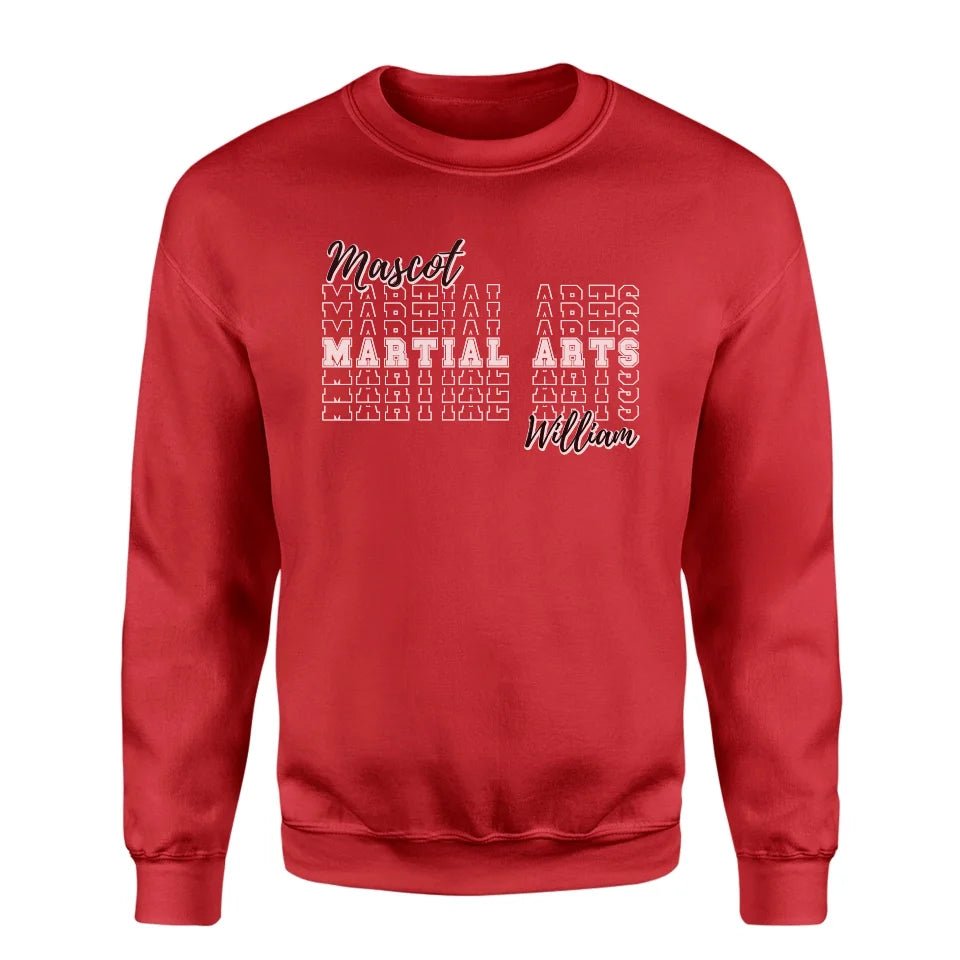 Custom Martial Arts on a Sweatshirt With Mascot and Martial Artist Name on a Sweatshirt