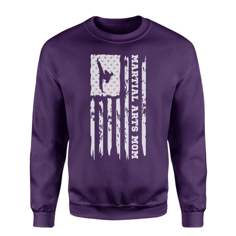 Martial Arts Mom Vertical Flag on a Sweatshirt with a White Graphic