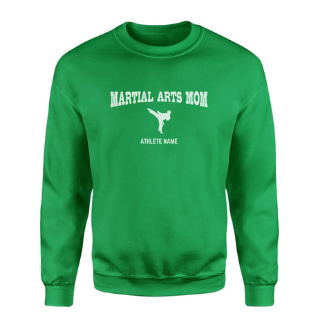 Martial Arts Mom with Martial Artist Icon and Martial Artist Name on a Sweatshirt with a White Graphic
