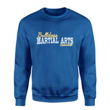 Custom Martial Arts Mascot and Martial Artist Name on a Sweatshirt with a White Graphic