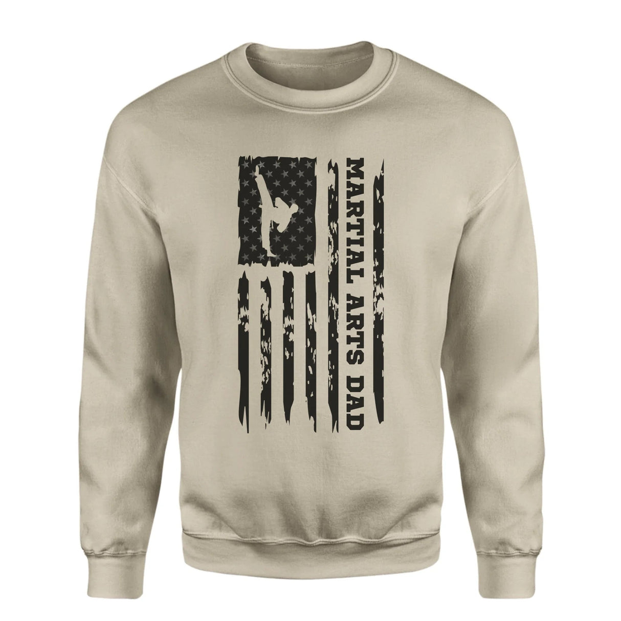 Martial Arts Dad Vertical Flag on a Sweatshirt with a Black Graphic
