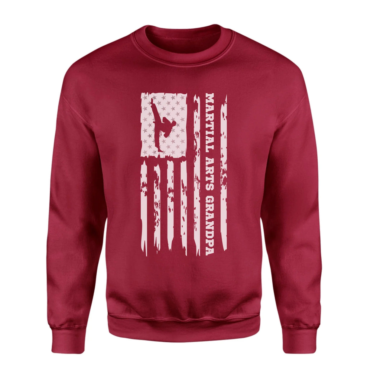 Martial Arts Grandpa Vertical Flag on a Sweatshirt with a White Graphic
