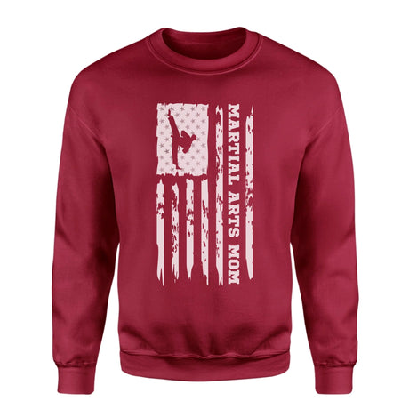 Martial Arts Mom Vertical Flag on a Sweatshirt with a White Graphic