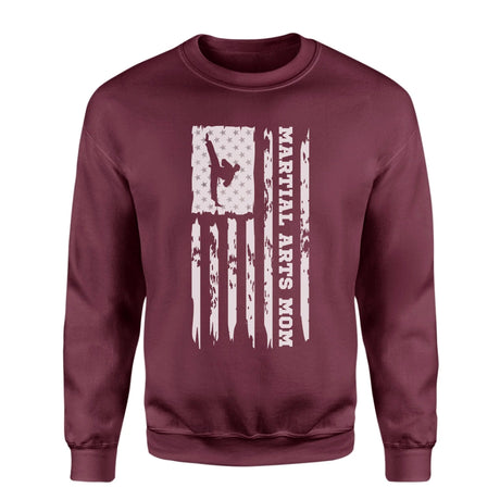 Martial Arts Mom Vertical Flag on a Sweatshirt with a White Graphic