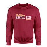Custom Martial Arts Mascot and Martial Artist Name on a Sweatshirt with a White Graphic