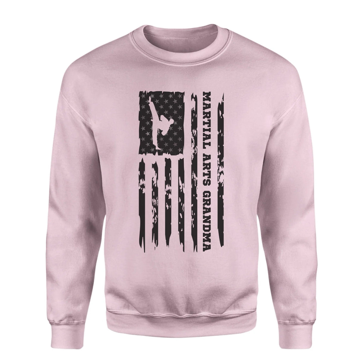 Martial Arts Grandma Vertical Flag on a Sweatshirt with a Black Graphic
