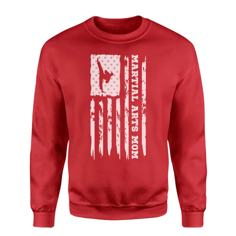 Martial Arts Mom Vertical Flag on a Sweatshirt with a White Graphic