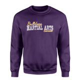 Custom Martial Arts Mascot and Martial Artist Name on a Sweatshirt with a White Graphic
