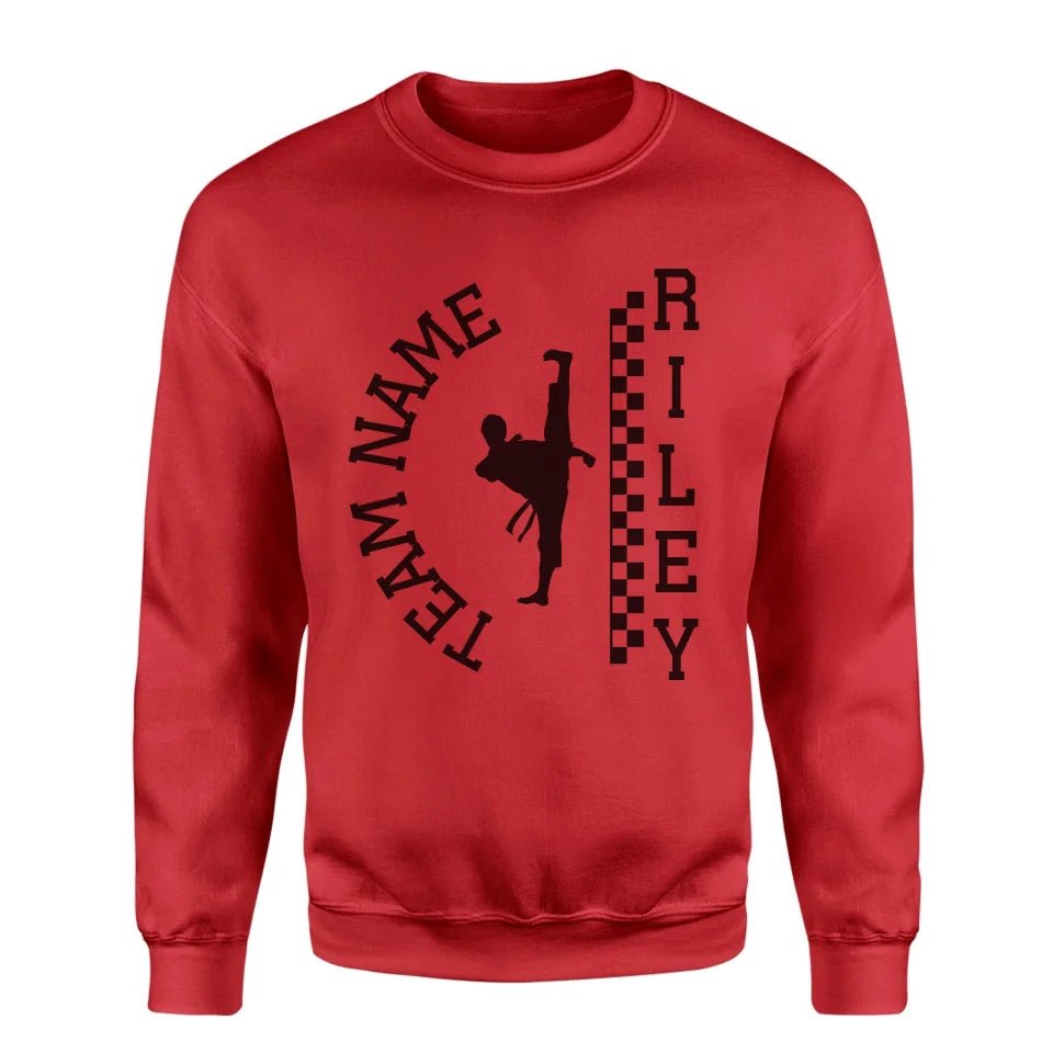 Personalized Martial Arts on a Sweatshirt With Team and Martial Artist Name on a Sweatshirt