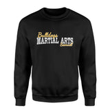 Custom Martial Arts Mascot and Martial Artist Name on a Sweatshirt with a White Graphic