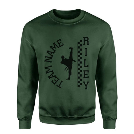 Personalized Martial Arts on a Sweatshirt With Team and Martial Artist Name on a Sweatshirt