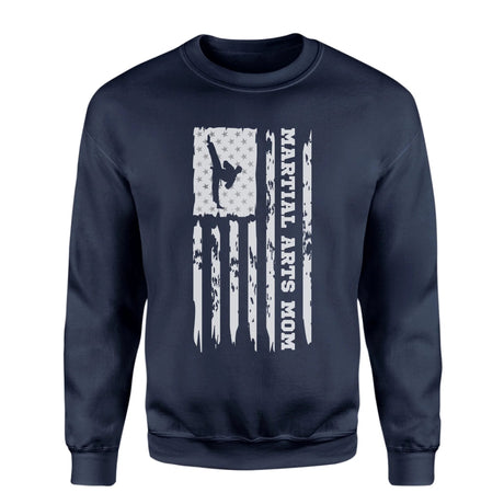 Martial Arts Mom Vertical Flag on a Sweatshirt with a White Graphic