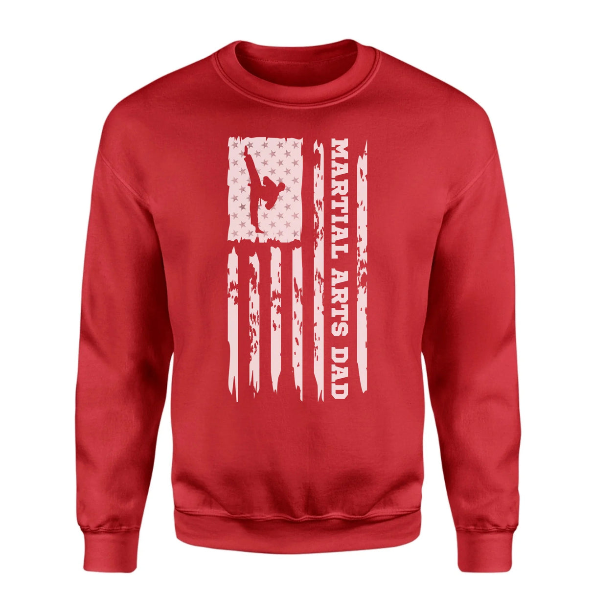 Martial Arts Dad Vertical Flag on a Sweatshirt with a White Graphic