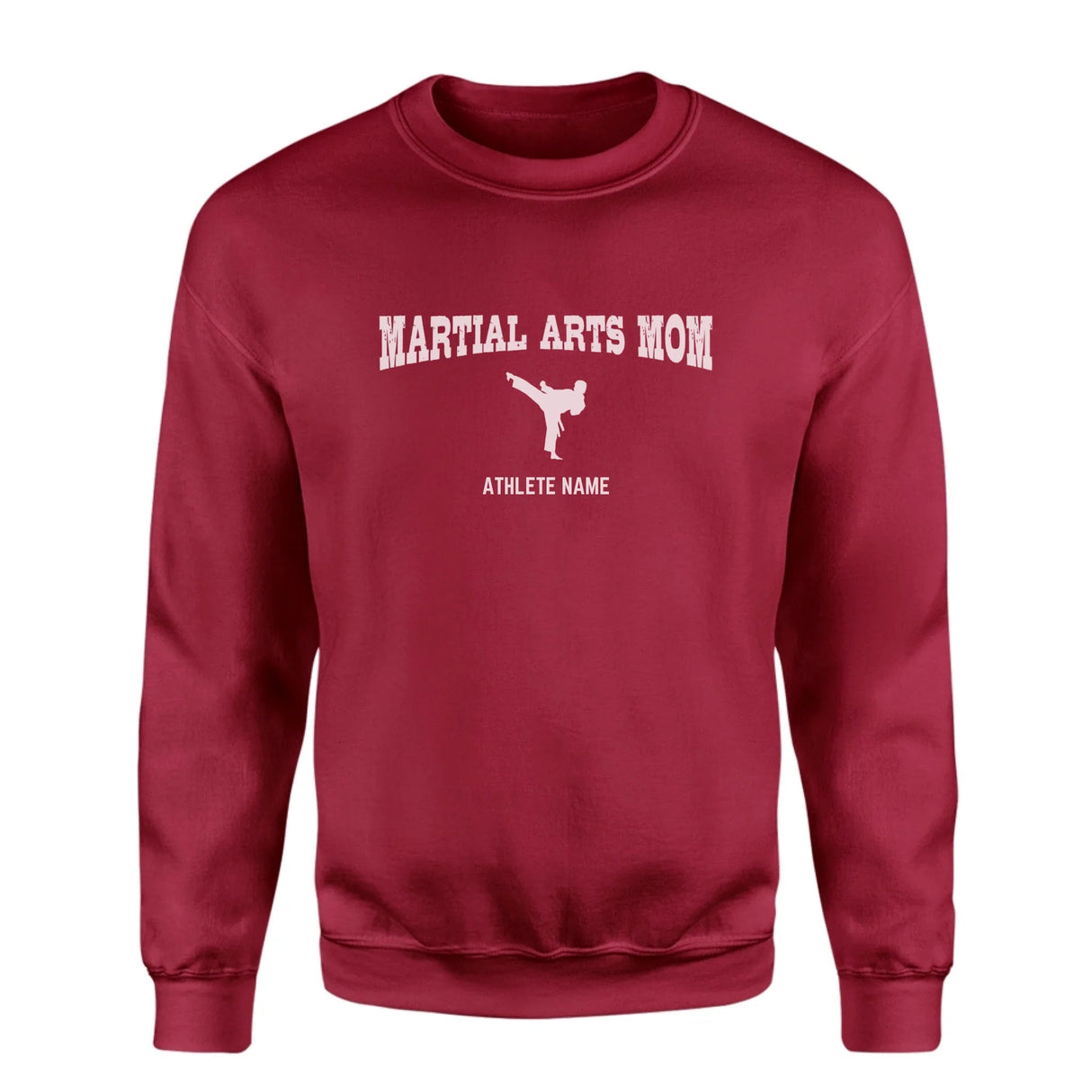 Martial Arts Mom with Martial Artist Icon and Martial Artist Name on a Sweatshirt with a White Graphic
