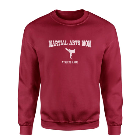 Martial Arts Mom with Martial Artist Icon and Martial Artist Name on a Sweatshirt with a White Graphic