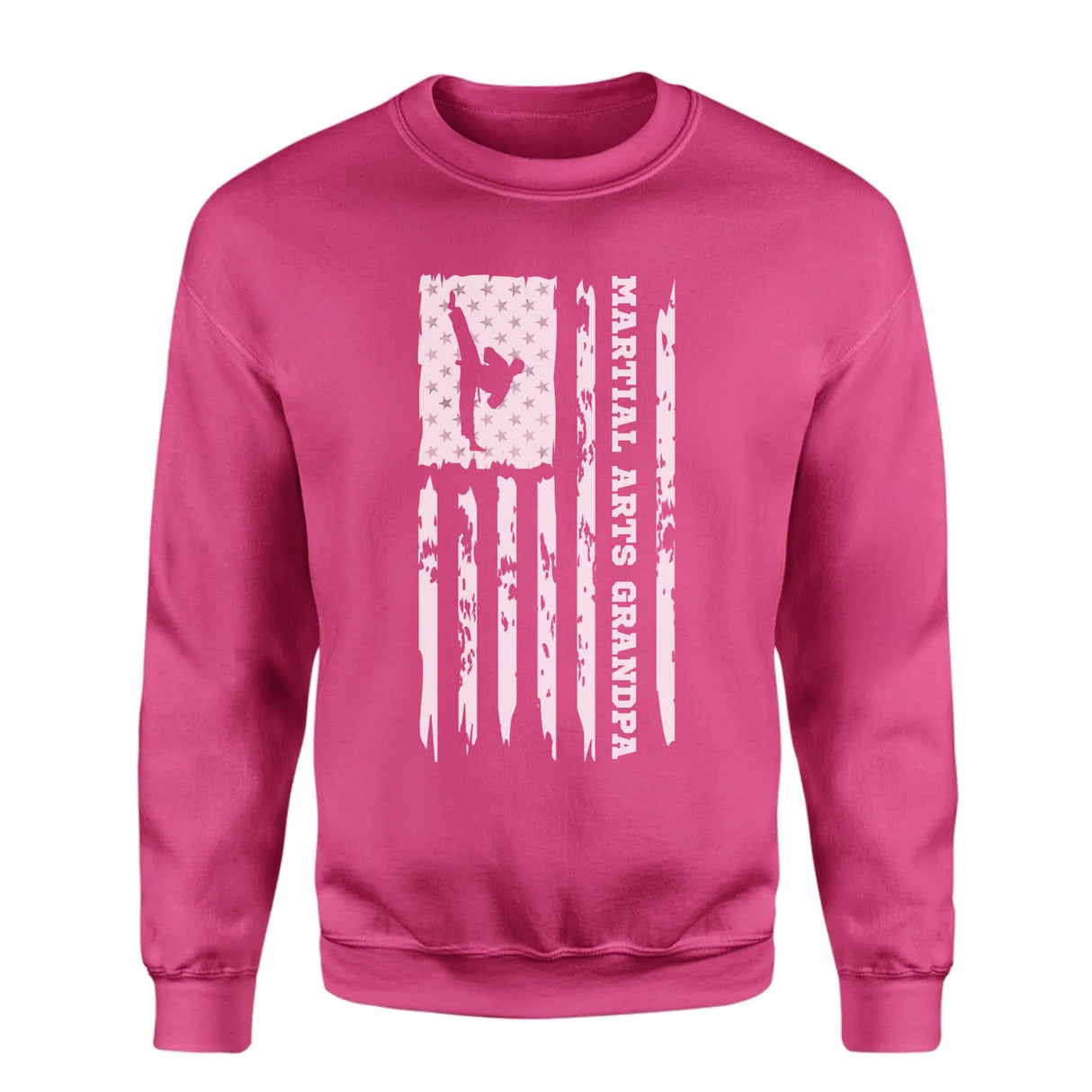 Martial Arts Grandpa Vertical Flag on a Sweatshirt with a White Graphic