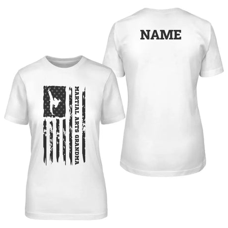 Martial Arts Grandma Vertical Flag With Martial Artist Name on a Unisex T-Shirt with a Black Graphic