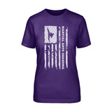Martial Arts Grandma Vertical Flag on a Unisex T-Shirt with a White Graphic