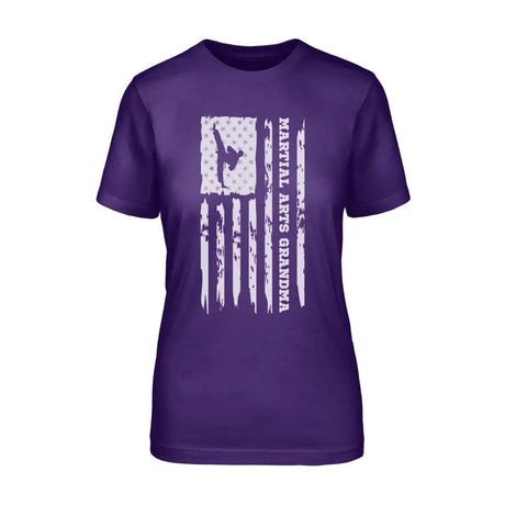 Martial Arts Grandma Vertical Flag on a Unisex T-Shirt with a White Graphic