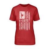 Martial Arts Grandma Vertical Flag on a Unisex T-Shirt with a White Graphic