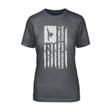 Martial Arts Grandma Vertical Flag on a Unisex T-Shirt with a White Graphic