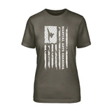Martial Arts Grandma Vertical Flag on a Unisex T-Shirt with a White Graphic