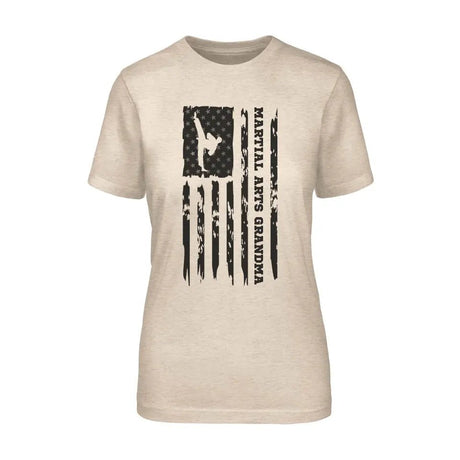 Martial Arts Grandma Vertical Flag on a Unisex T-Shirt with a Black Graphic