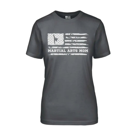 Martial Arts Mom Horizontal Flag on a Unisex T-Shirt with a White Graphic