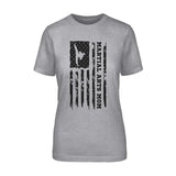 Martial Arts Mom Vertical Flag on a Unisex T-Shirt with a Black Graphic