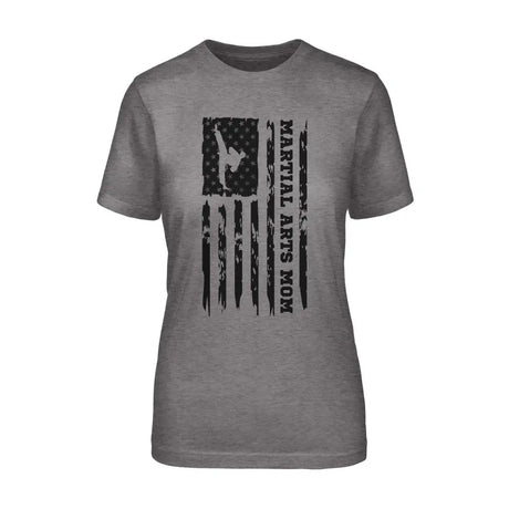 Martial Arts Mom Vertical Flag on a Unisex T-Shirt with a Black Graphic